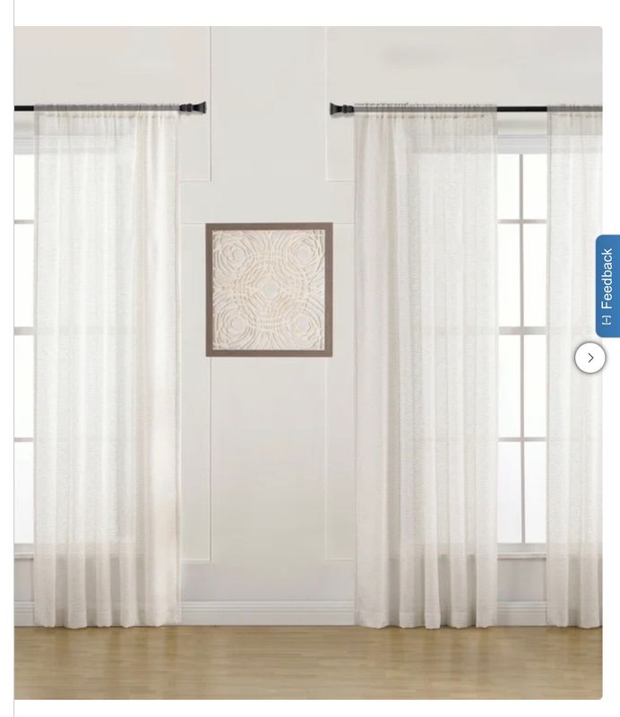 Sheer Linen Blend Curtains, Set of 4 Panels Item 1401437