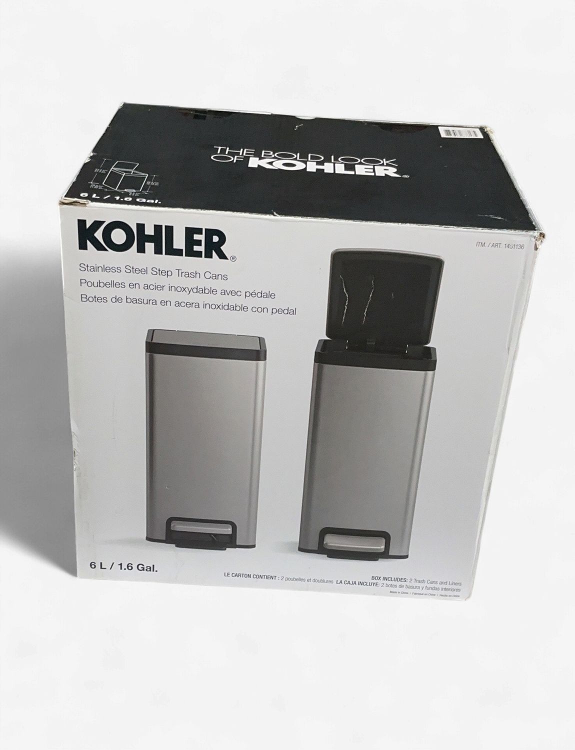Kohler 6L Step Cans 2Pk  – Kitchen And Dining Furniture | Item 1451136 6554778-LIKE NEW