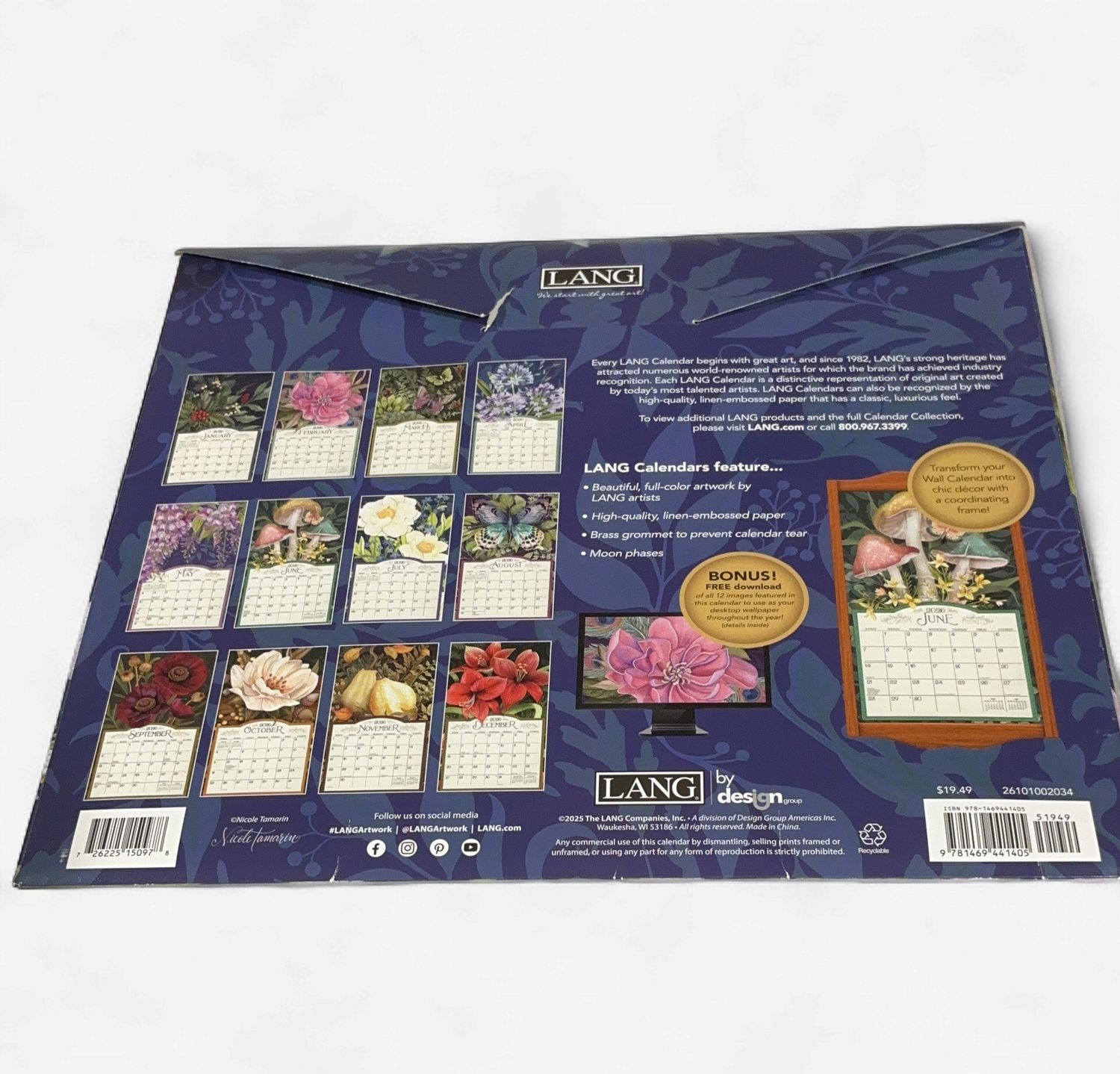 Lang Wall Cal 2026  – Mixed Books Movies And Music | Item 1951639 6554732-OPEN BOX