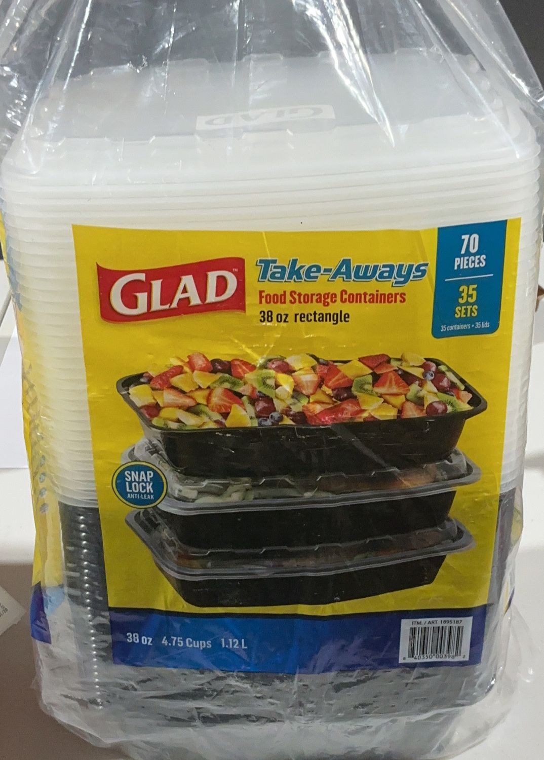 Glad Takeaway 38Oz Rctngl  – Kitchen And Dining | Item 1895187 6554732 OPEN BOX