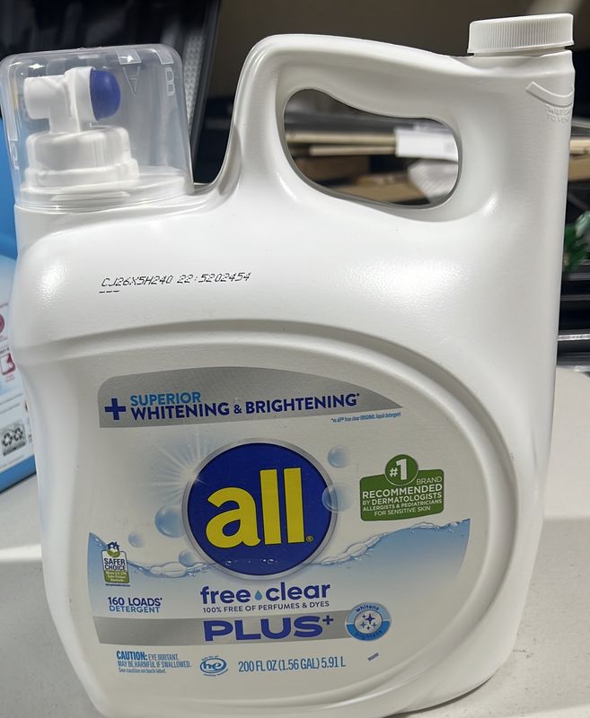 All Free &amp; Clear Plus+ Liquid Laundry Detergent, 160 Loads, 200 fl oz Item 4873222