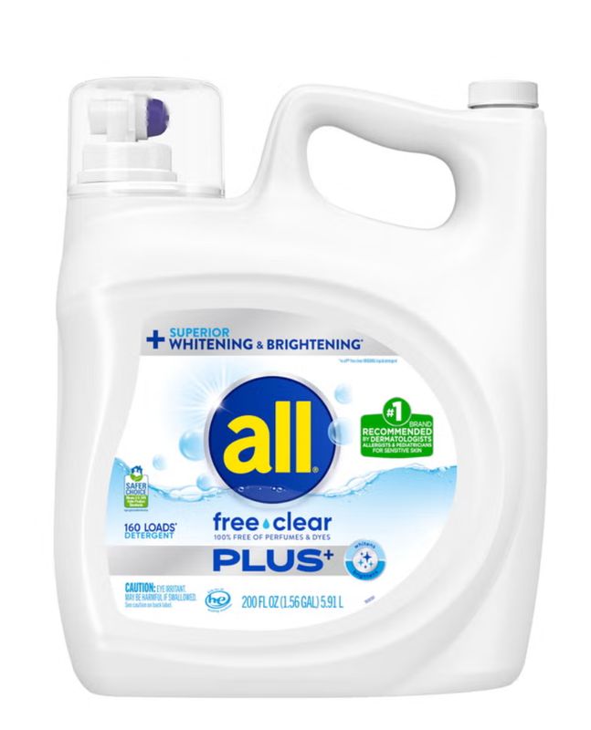 All Free &amp; Clear Plus+ Liquid Laundry Detergent, 160 Loads, 200 fl oz Item 4873222