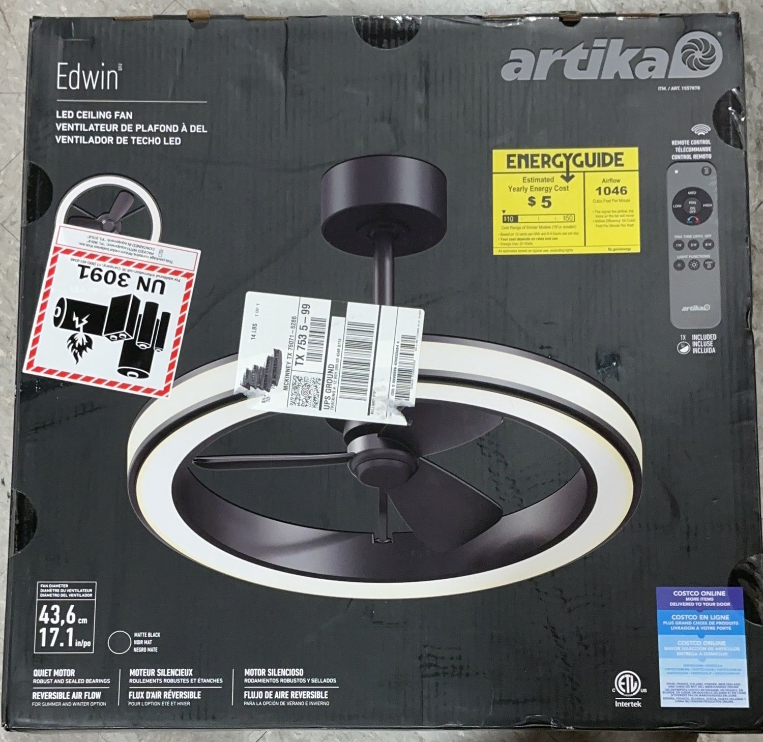 ARTIKA EDWIN FAND BLK | Model:NA | Item#1557878 | 17-OPEN BOX