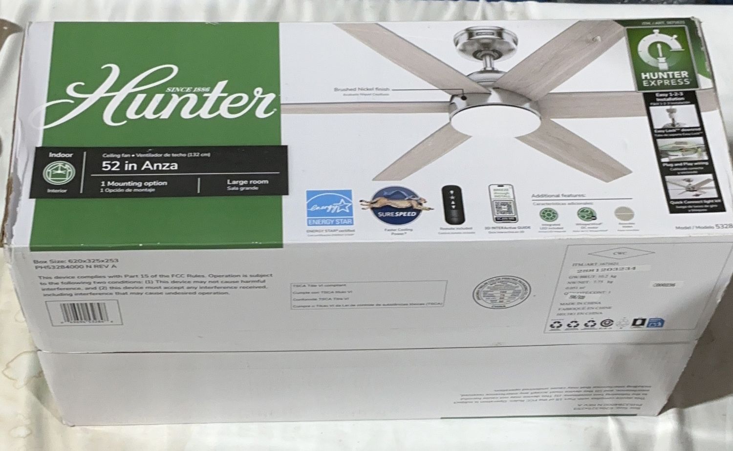 HUNTER ANZA 52" CEILING | Model:NA | Item#1671621 | 21-LIKE NEW