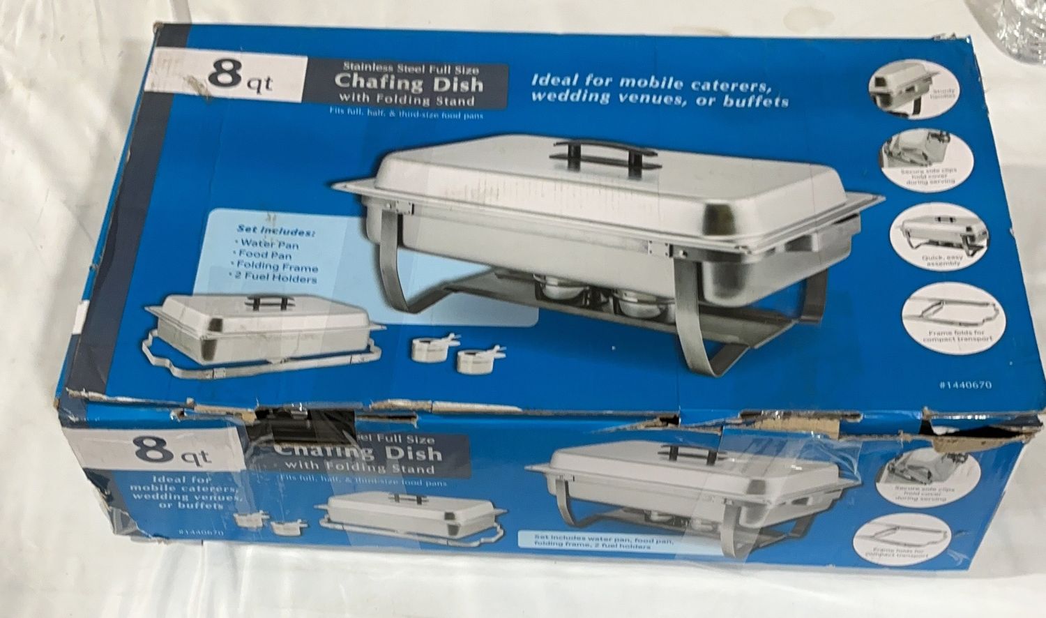 Premium WINCO 8QT FOLDING CHAFER – Durable, Modern Design, High-Quality Construction | Model Standard Model | Item #1440670 | 95-OPEN BOX