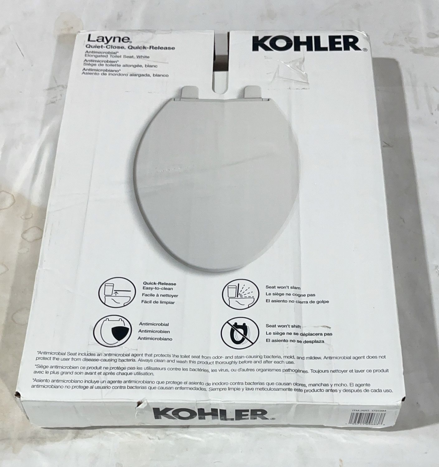 Premium KOHLER LAYNE QR ELONGATED – Durable, Modern Design, High-Quality Construction | Model Standard Model | Item #1731394 | 183-OPEN BOX