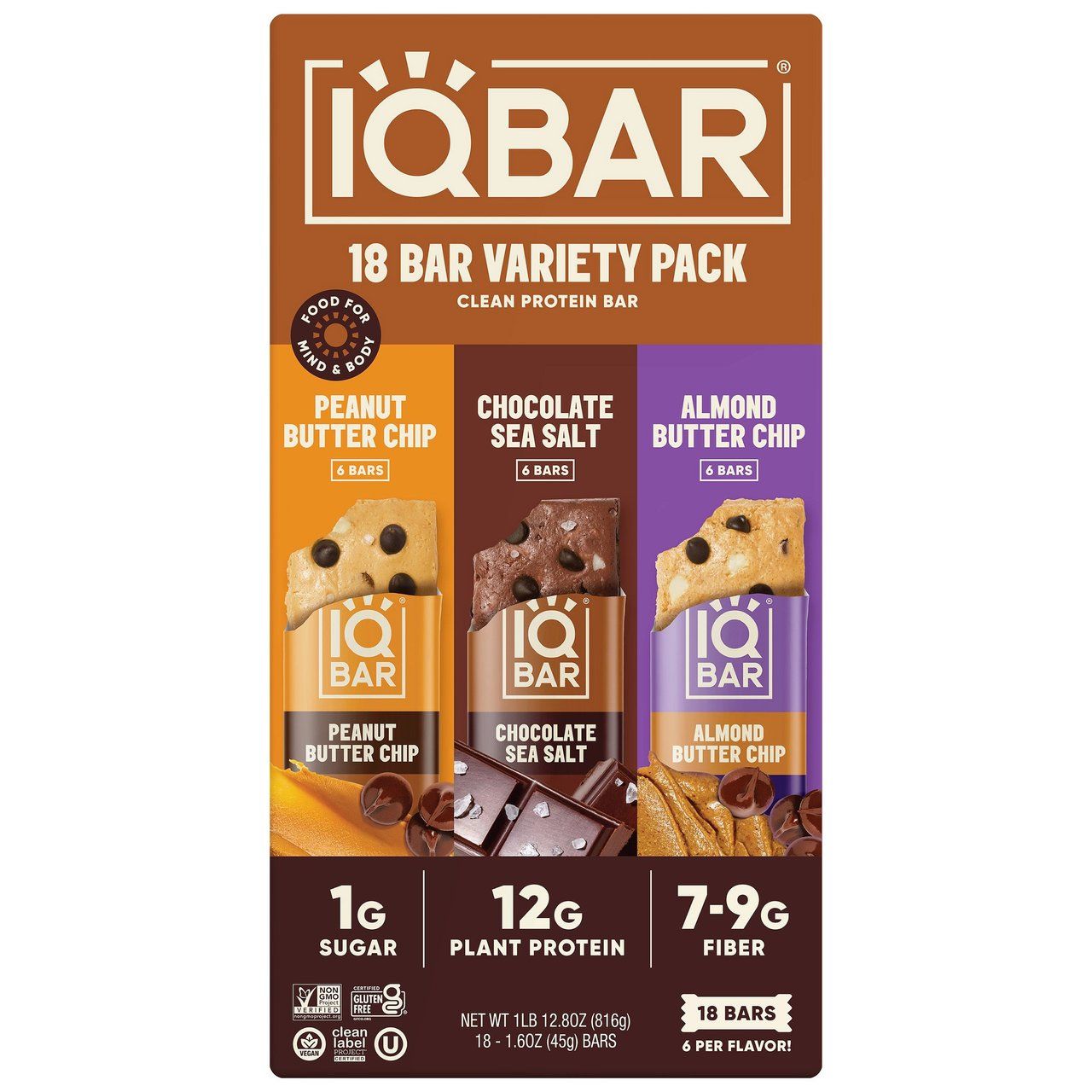 IQBAR Plant Protein Bar Variety 18 Count Item #1788968