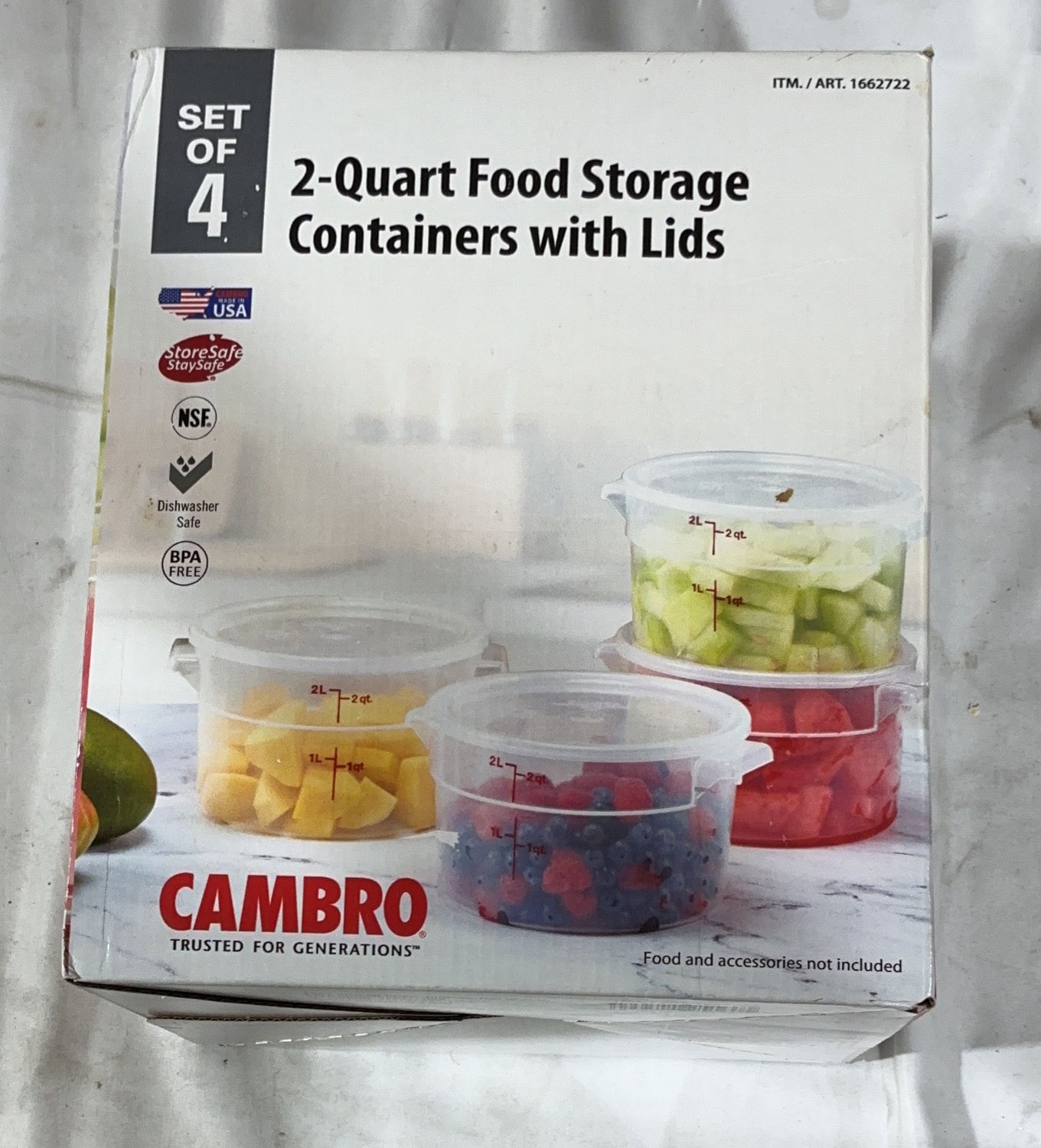 Cambro 2Qt Round Tubs - Item 1662722-OPEN BOX