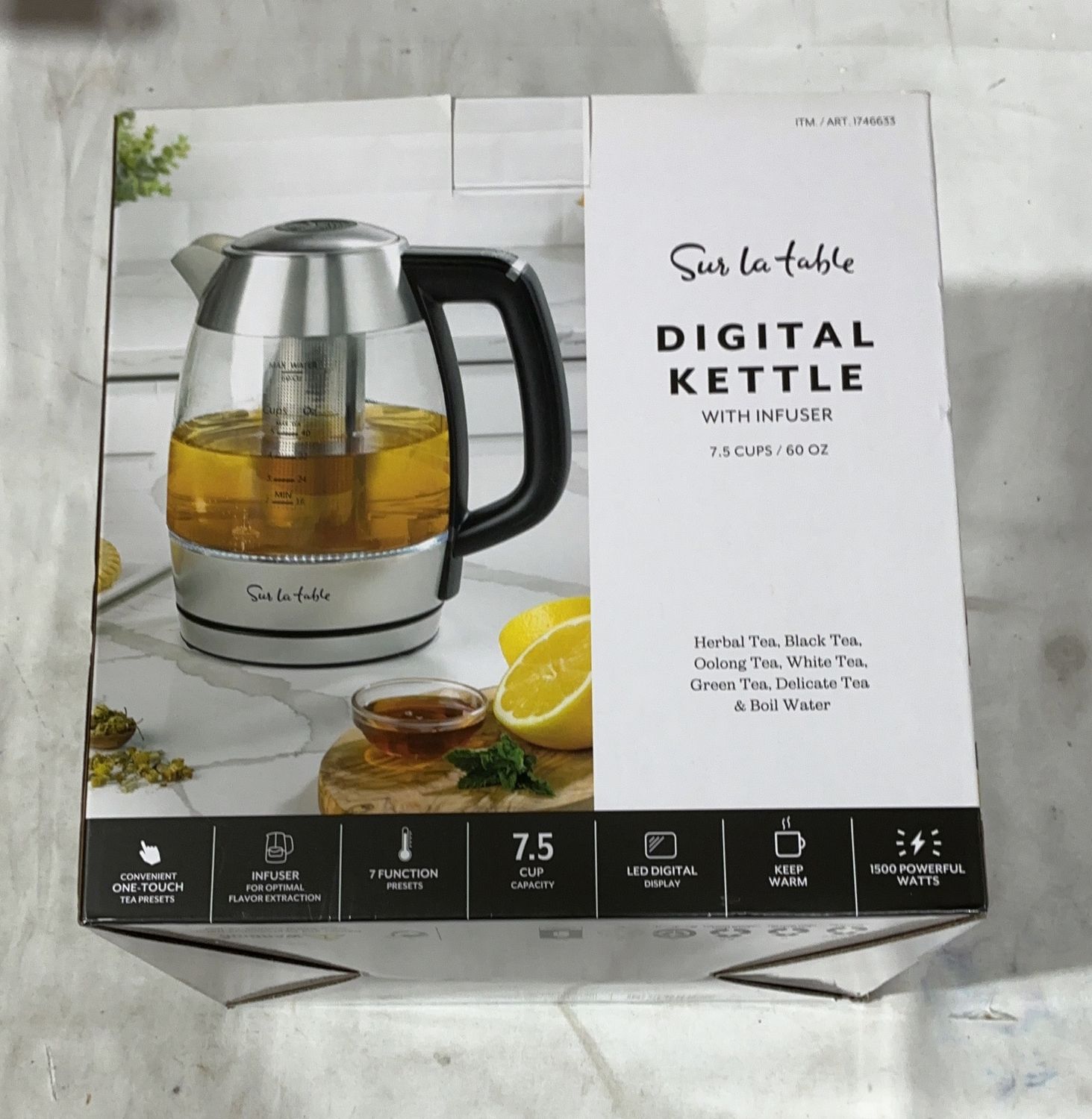 Sur La Table 1.8QT Digital Kettle with Infuser Item #1746633