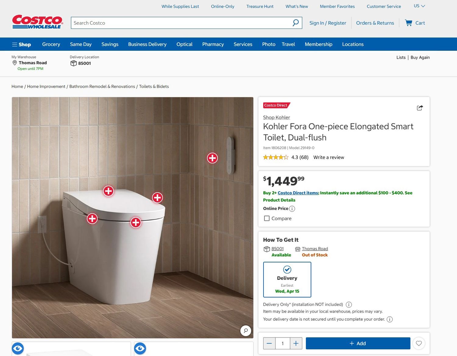 Kohler Fora 1Pc Smart - Item 1806208