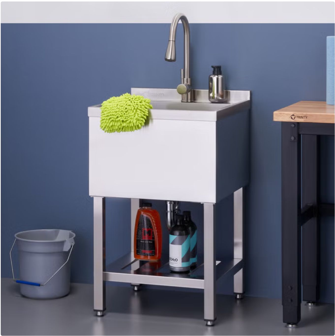 TRINITY 18" x 16" x 13" Stainless Steel Utility Sink with Pull-out Faucet Item 1806343 | Model CTHA-0327