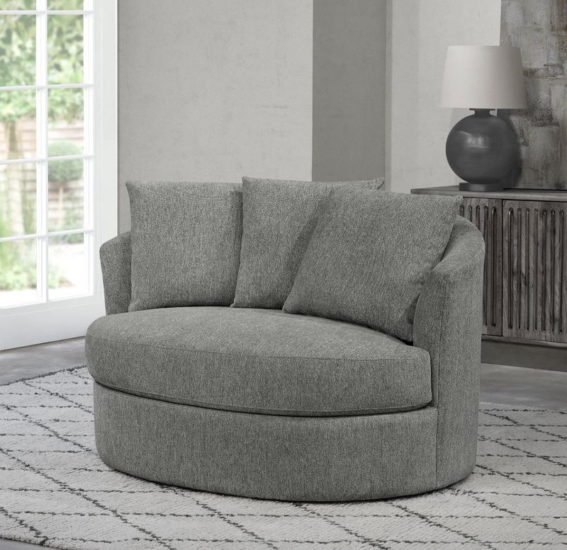 Thomasville Fabric Swivel Chair, Gray Item 1435248