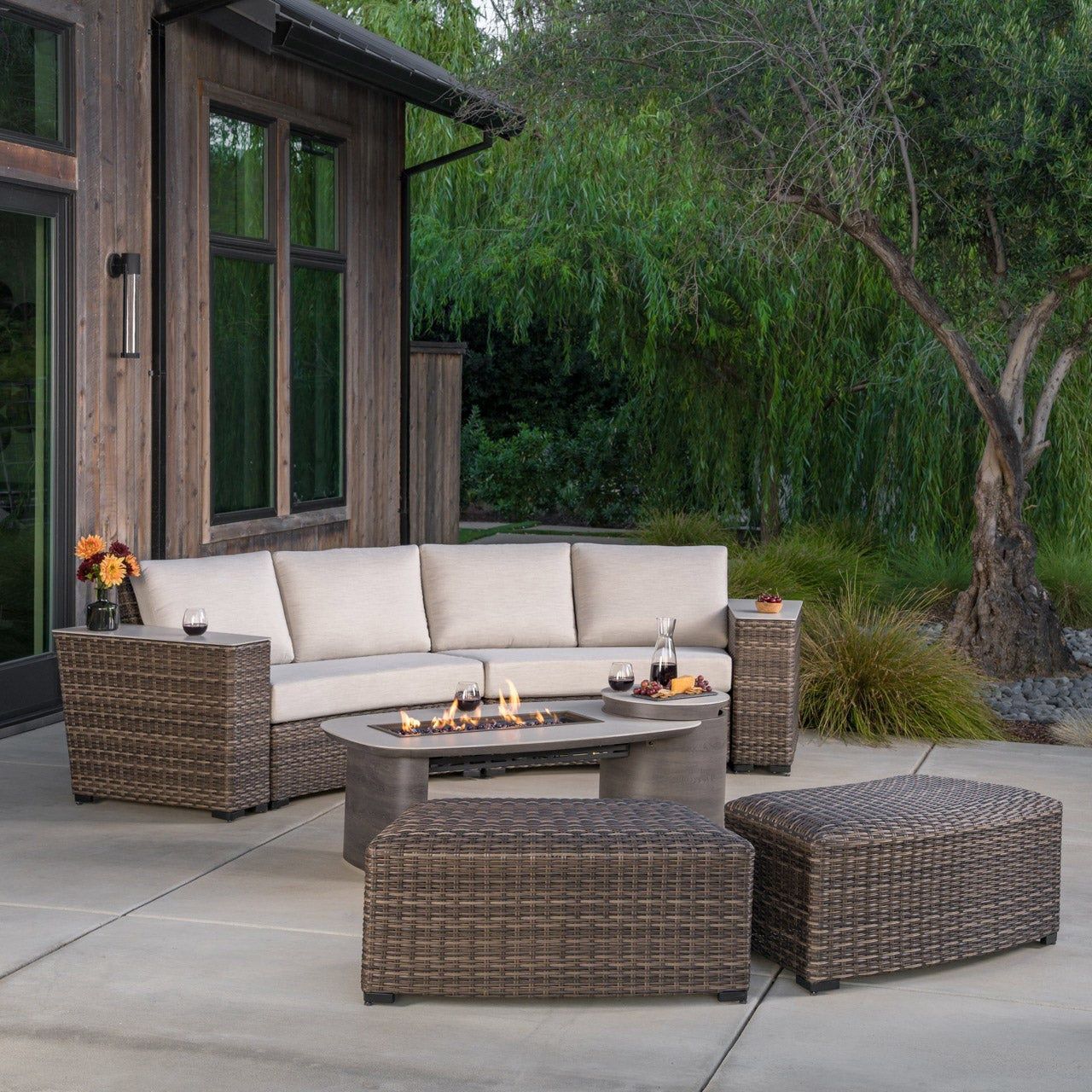 SunVilla Middleton 7-piece Fire Outdoor Patio Sectional Seating Se