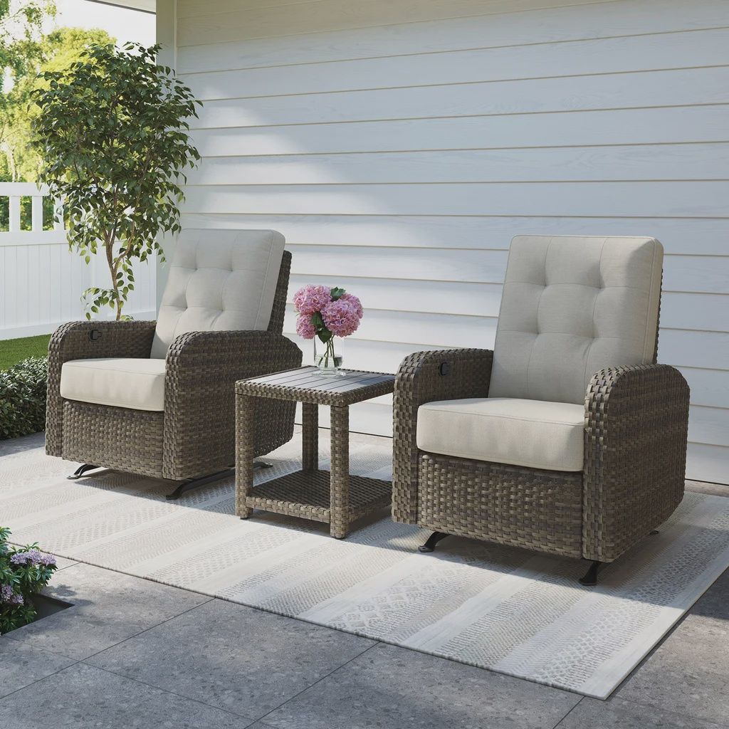 Thomasville Barela 3-piece Outdoor Patio Glider Recliner Set