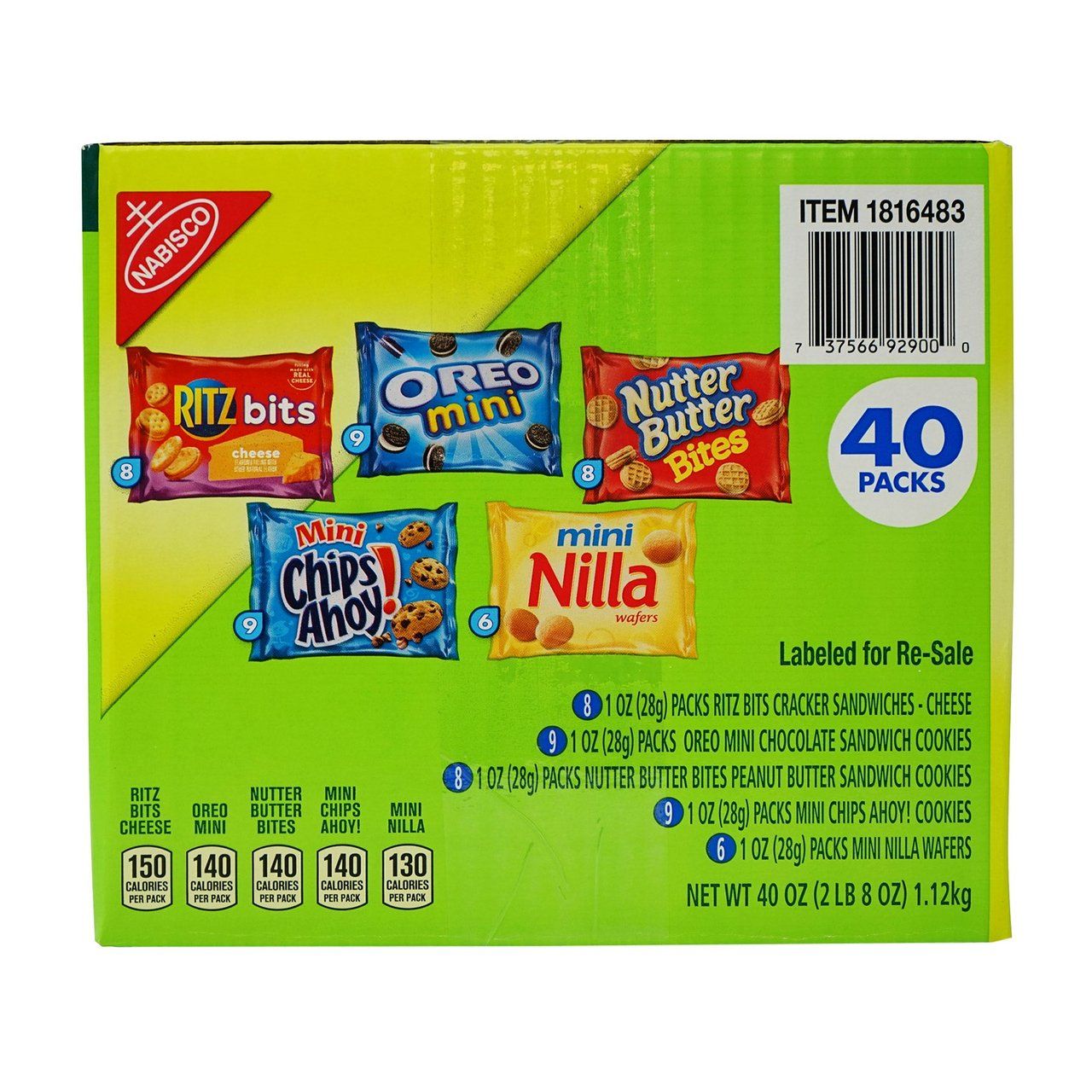 Nabisco Cookies &amp; Crackers, Variety Pack, 1 oz, 40-count Item 1816483