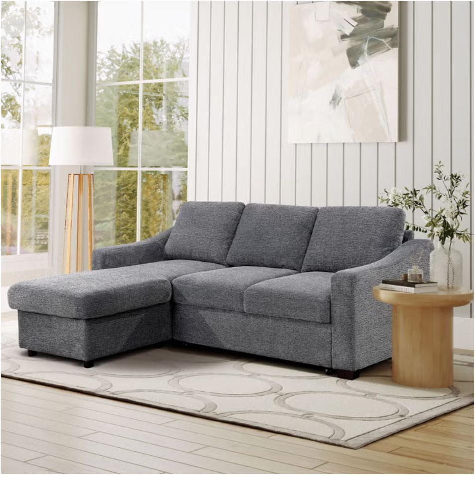 Coddle Aria Fabric Sleeper Sofa with Reversible Chaise and Storage, Gray Item 1752615