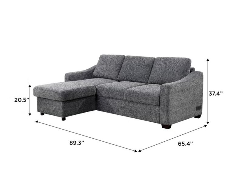 Coddle Aria Fabric Sleeper Sofa with Reversible Chaise and Storage, Gray Item 1752615