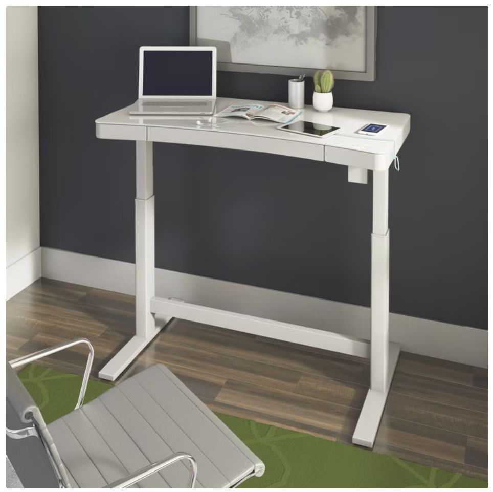Tresanti Adjustable Height Sit/Stand Tech Desk, 47.3"L x 23.7"W x 29.4"- 47"H, White Item 1414575