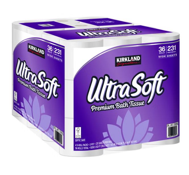 Kirkland Signature Ultra Soft Bath Tissue, 2-Ply, 231 Sheets, 36 Rolls Item 1725952