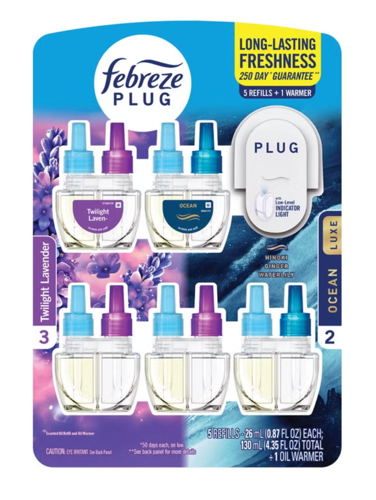 Febreze Plug Starter Kit, 1 Warmer + 5 Refills, Assorted Scents Linen &amp; amp 5 x 26 ml  Item: 1907124  6697265