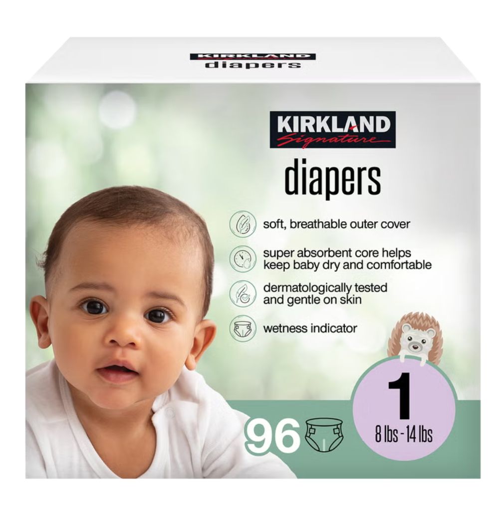Kirkland Signature Diapers, Size 1, 96 ct Item 1805950