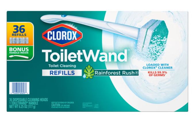 Clorox ToiletWand Disposable Toilet Cleaning System, Rainforest Rush, 1 Wand &amp; 36 Refills Item 625994