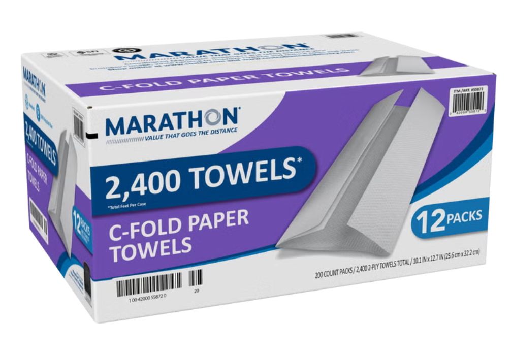 Marathon Paper Towel, C-Fold, 2-Ply, 200 Sheets, 12-count -55872