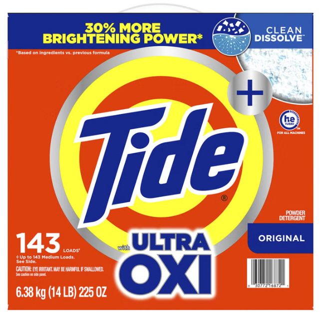 Tide Plus Ultra Oxi Powder Laundry Detergent, Original, 143 Loads, 225 oz Item 9675389