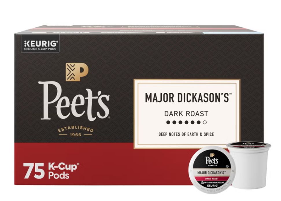 Peet’s Coffee Major Dickason’s Blend Dark Roast K-Cup Pods, 75 Count - 1899021