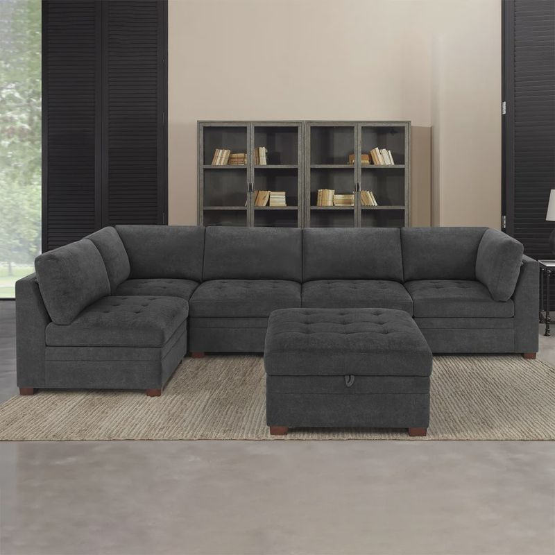 Thomasville Tisdale Fabric Sectional with Storage Ottoman Item 1644987