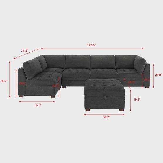 Thomasville Tisdale Fabric Sectional with Storage Ottoman Item 1644987