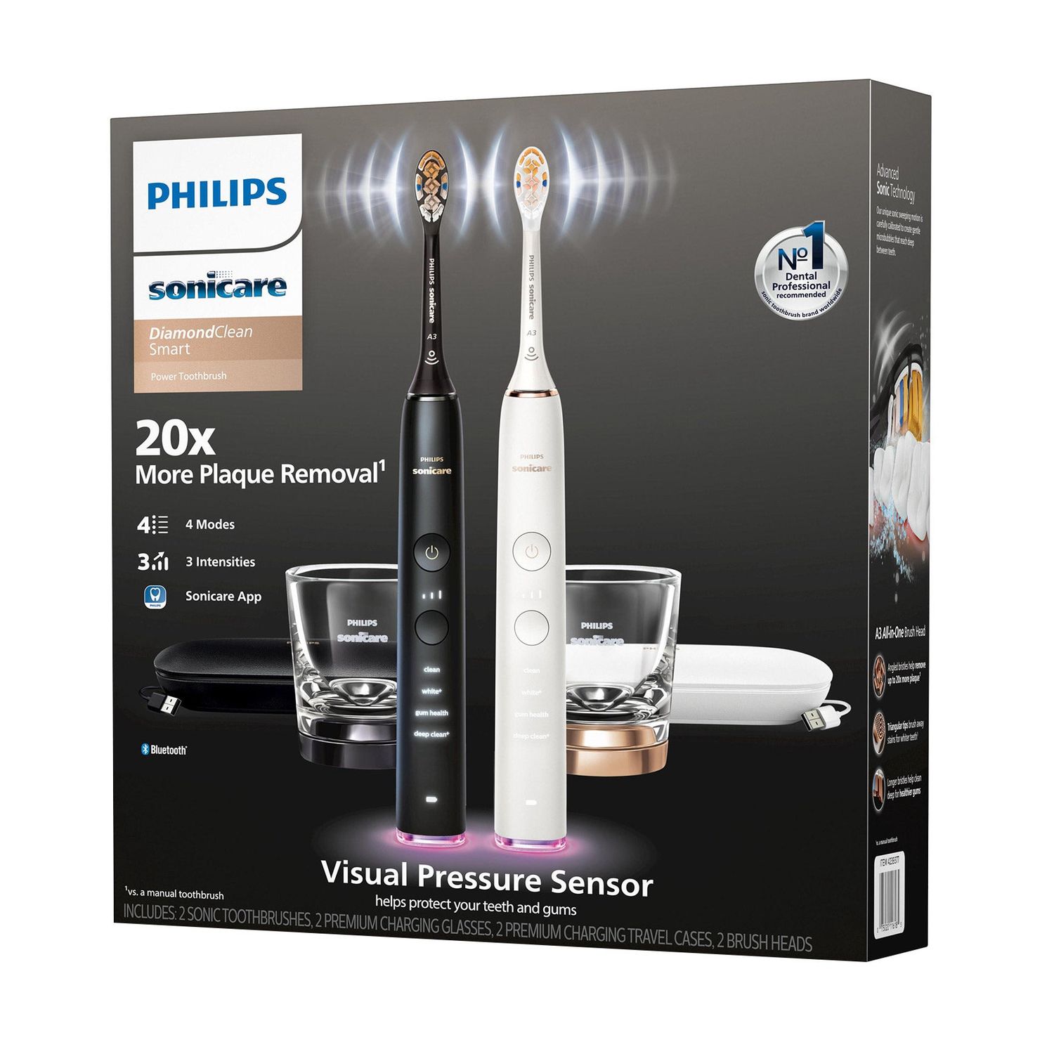 Philips Sonicare DiamondClean Smart Electric Rechargeable Toothbrush, 2-pack -4231002