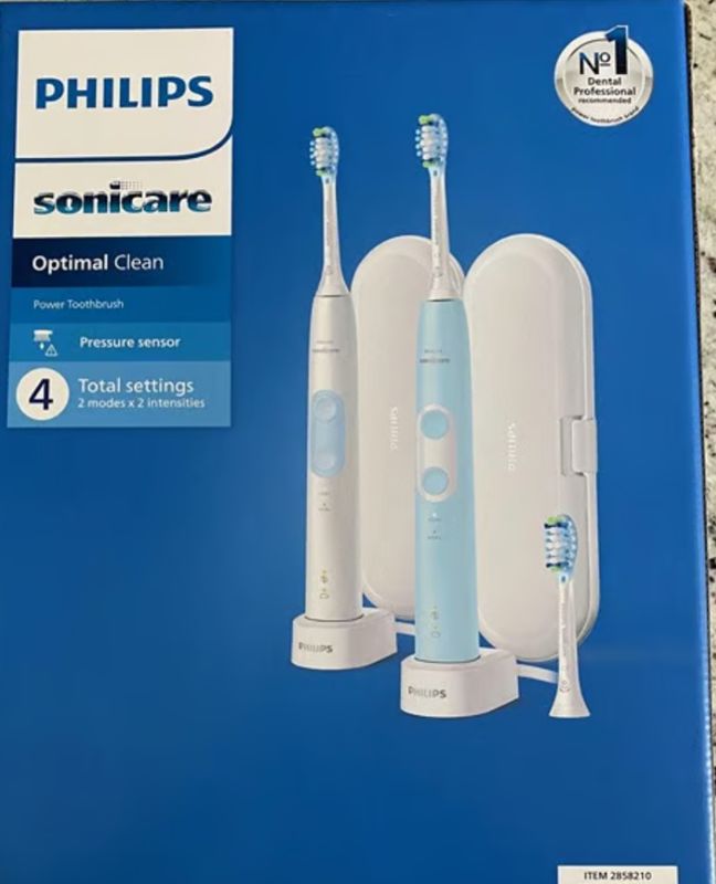 Philips Sonicare OptimalClean Rechargeable Toothbrush, 2-count -2858210