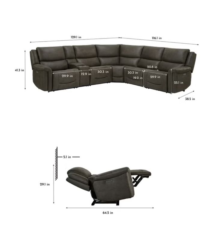Carlin Fabric Power Reclining Sectional with Power Headrests Item 1861772 | Model 1861772