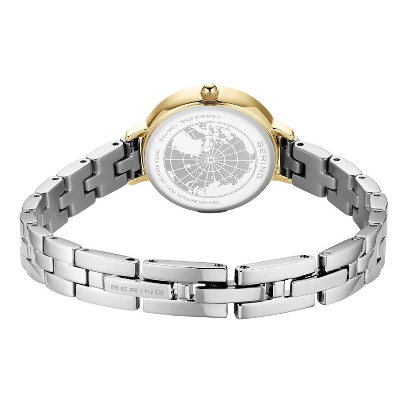 Bering Faceted Crystal Two Tone Stainless Steel Women's Quartz Watch, 24mm Item 1879546