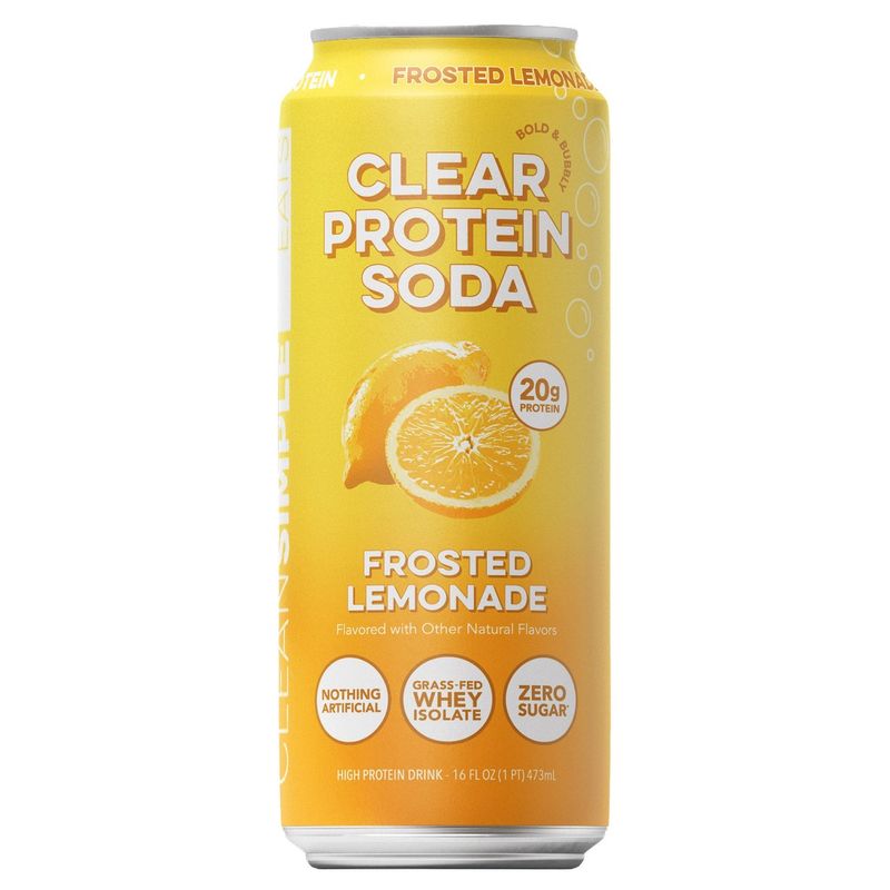 Clean Simple Eats 20g Clear Protein Soda, Frosted Lemonade, 16 fl oz, 1-pack Item 2044764