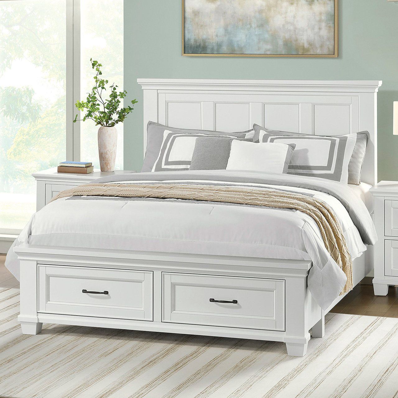 Rose Universal Broadmoore Bed Frame with Storage, White Item 1861999