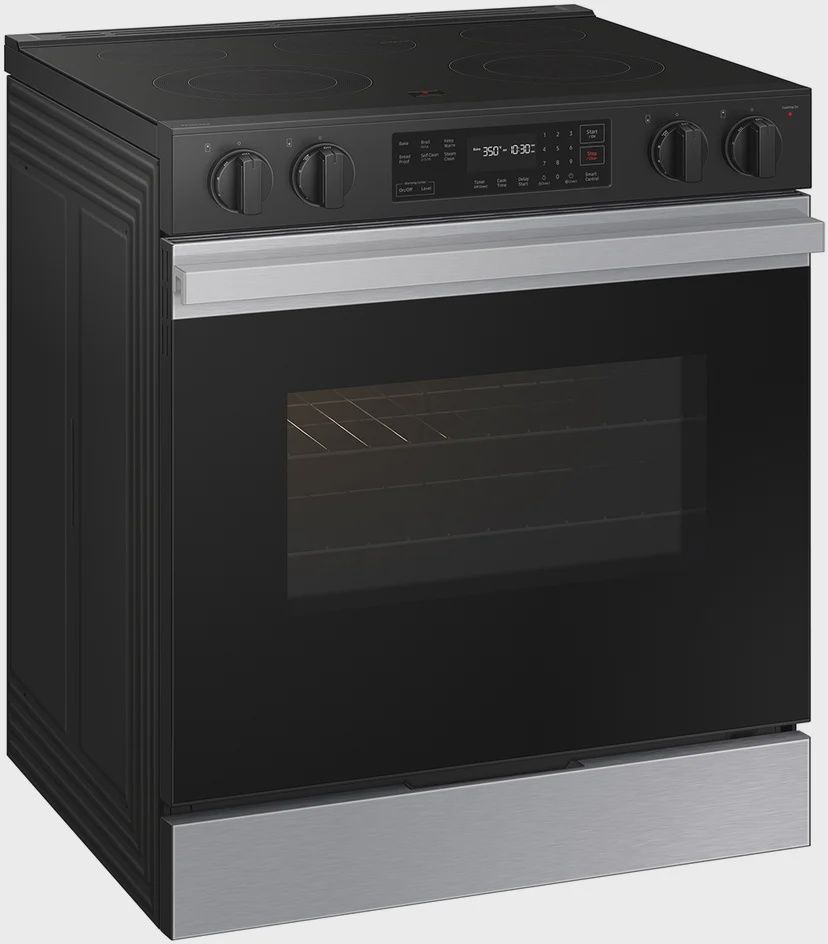 Bespoke 30 in. 5-Burner Element Smart Slide-In Electric Range in Stainless Steel with Precision Knobs ITEM NO.1813360 / NSE6DG8100SR