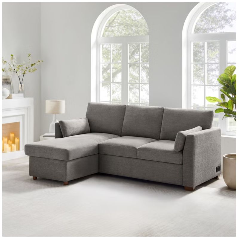 Coddle Luke Fabric Sleeper Sofa with Reversible Chaise and Storage, Gray Item 1782962