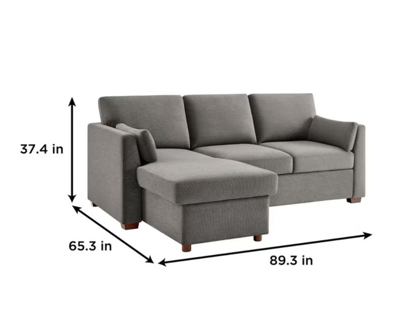 Coddle Luke Fabric Sleeper Sofa with Reversible Chaise and Storage, Gray Item 1782962