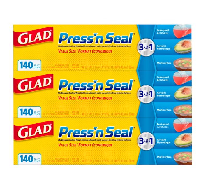 Glad Press'n Seal Multipurpose Sealing Wrap, 140 sq ft, 3-count Item: 350086