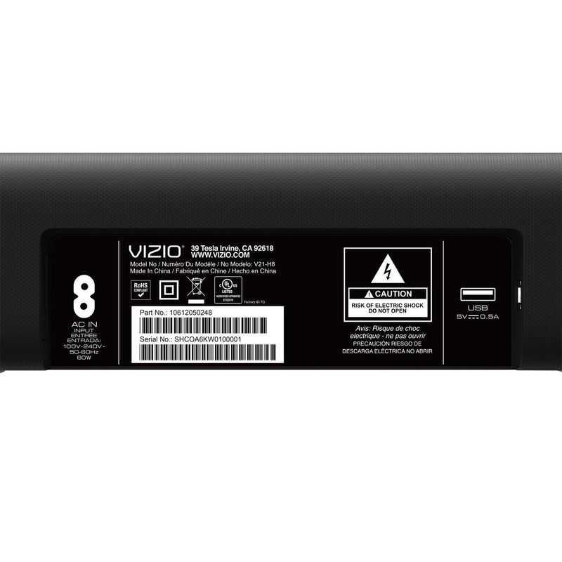 VIZIO V21-H8R 2.1 Channel Soundbar with Wireless Subwoofer MAJOR APPLIANCES Item #2174946