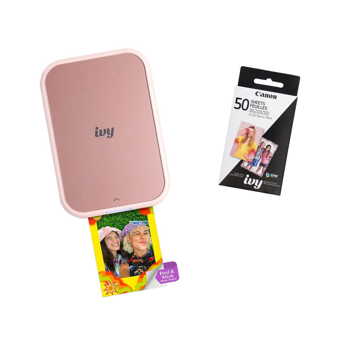 Canon IVY 2 Pink Mini Photo Printer Bundle with 60 Sheets Item #9520002