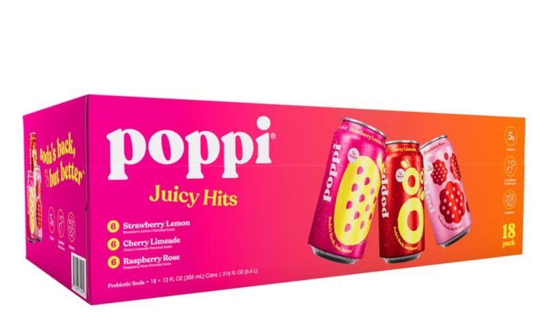 Poppi Soda, Juicy Hits Variety Pack, 12 fl oz, 18-count Item 2043159