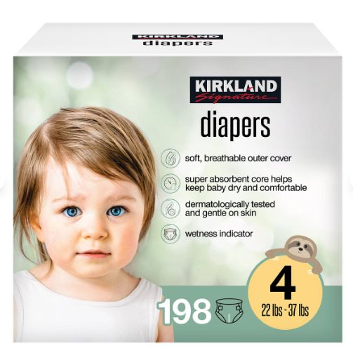 Kirkland Signature Diaper Size 4, 198-count Size 4 Item: 1805971