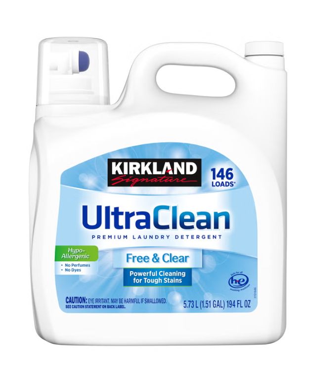 Kirkland Signature Ultra Clean Free &amp; Clear HE Liquid Laundry Detergent, 146 loads, 194 fl oz Item 1239519