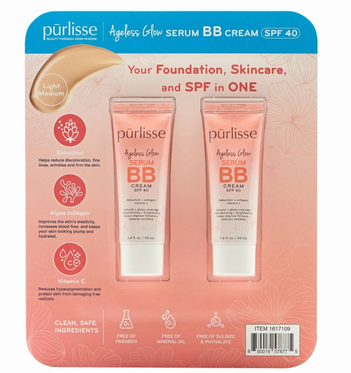 Purlisse Serum BB Cream SPF 40, 1.4 oz, 2-count MEDIUM WARM Item: 1617109