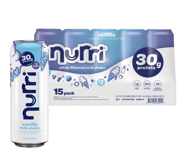 Nurri Ultra-Filtered Milk Shake, 30g Protein, Vanilla, 11 fl oz, 15 ct Item 2037515