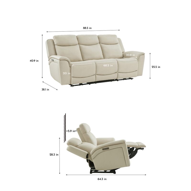 Sanders Leather Power Reclining Sofa with Power Headrests Item 1783024
