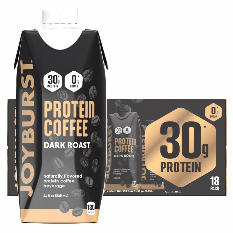 Joyburst 30g Protein Coffee Shakes, Dark Roast, 11 fl oz, 1-pack Item 1945059